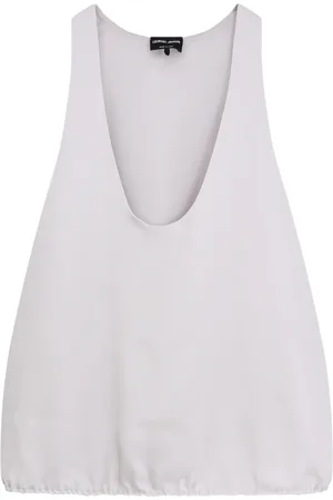 Giorgio Armani Top, Dame, Grå, L, Silke Ærmeløse Toppe og Polos