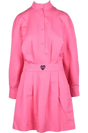 Moschino Kjole, Dame, Lyserød, XS, Bomuld, Elegant Chemisiere Kjole med Lynlås Lommer