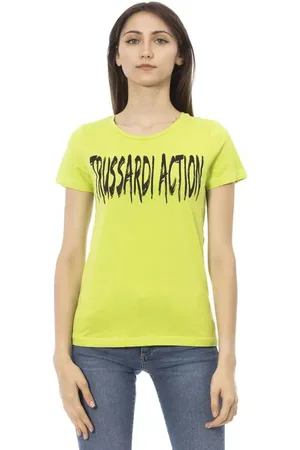 Trussardi Top, Dame, Grøn, S, Bomuld, Elegant Oliven Kortærmet Designer Tee