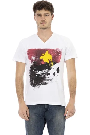 Trussardi Top, Herre, Hvid, XL, Action V-Neck Tee Front Print