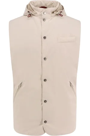 Brunello Cucinelli Jakke, Herre, Hvid, M, Polyester, Hvide jakker med aftagelig hætte
