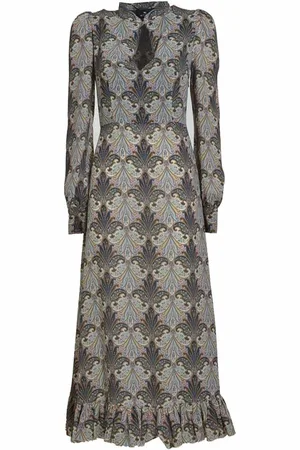 Etro Kjole, Dame, Flerfarvet, XS, Uld, Multifarvet Paisley Print Lang Kjole