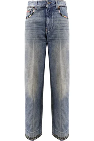 VALENTINO Jeans, Dame, Blå, W27, Læder, Blå Jeans med Læder Patch