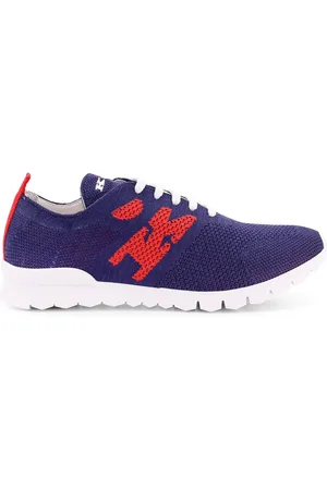 Kiton Sko, Herre, Blå, 39 EU, Blå Sneakers med Broderet Logo