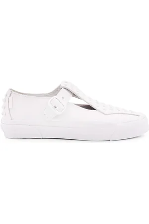 Vans Sko, Herre, Hvid, 42 EU, Læder, Hvide Sneakers med Justerbar Spænde