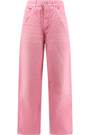Balenciaga Jeans, Dame, Lyserød, 2XS, Bomuld, Rosa Bomuld Bukser Metal Knap Lukning