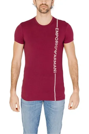 Emporio Armani Top, Herre, Rød, L, Bomuld, Bordeaux Bomuld T-shirt