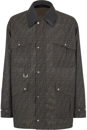Fendi Jakke, Herre, Brun, M, Bomuld, Brun Quiltet Lynlåsjakke