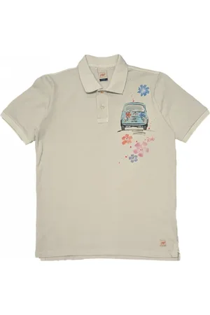 BOB der Bär Top, Herre, Grå, 2XL, Bomuld, Håndmalet Fiat 500 poloshirt