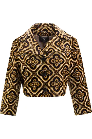 Etro Jakke, Dame, Brun, S, Velour Jacquard Jakke med Maxi Krave