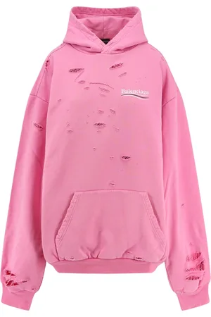 Balenciaga Sweathshirts & Hoodies, Dame, Lyserød, S, Bomuld, Rosa Logo Hættetrøje Sweater