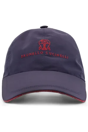Brunello Cucinelli Tilbehør, Herre, Blå, M, Bomuld, Blå Broderet Logo Justerbar Hat