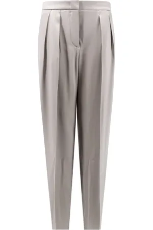 Giorgio Armani Bukser, Dame, Grå, XL, Grå Silkebukser Lynlåslukning