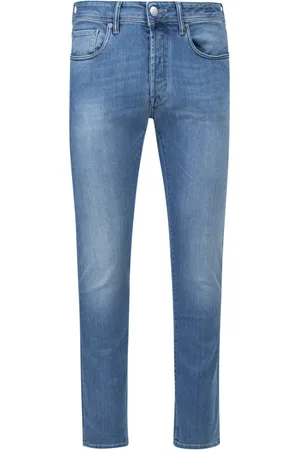 Incotex Jeans, Herre, Blå, W42, Bomuld, Blå Jeans med Ruskind Baglomme