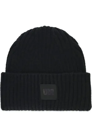 UGG Tilbehør, Dame, Sort, ONE SIZE, Uld, Sort uldblandet beanie hat
