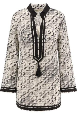 Tory Burch Kjole, Dame, Sort, M, Bomuld, Sort Silke Bomuld V-hals T-shirt
