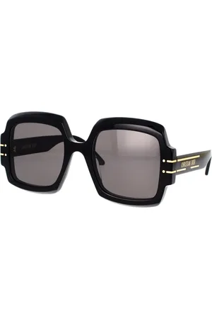 Dior Tilbehør, unisex, Sort, 55 MM, Uld, Moderne firkantede solbriller med gyldne accenter