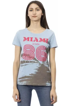 Trussardi Top, Dame, Blå, M, Bomuld, Kunstnerisk Bl T-shirt