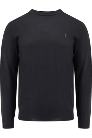 Ralph Lauren Strik, Herre, Sort, 2XL, Uld, Sort Sweater Ribbet Slim Fit Uld