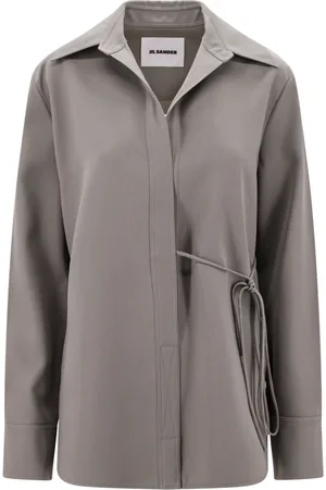 Jil Sander Bluser & Skjorter, Dame, Grøn, XS, Uld, Grøn V-hals uld skjorte