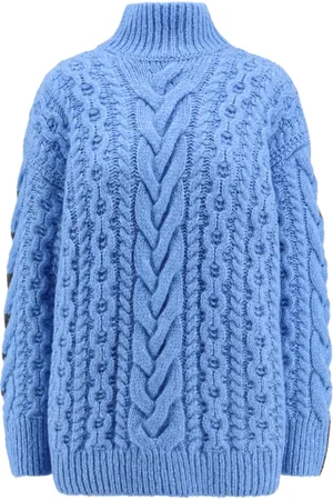 Stella McCartney Strik, Dame, Blå, M, Uld, Blå Strik Turtleneck Sweater Aw24