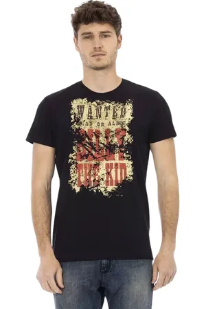 Trussardi Top, Herre, Sort, L, Bomuld, Sort Bomuldsblandings T-shirt med Frontprint
