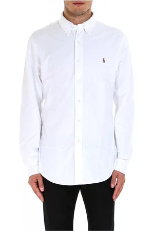 Ralph Lauren Skjorte, Herre, Hvid, XL, Bomuld, Broderet Logo Hvide T-shirts og Polos