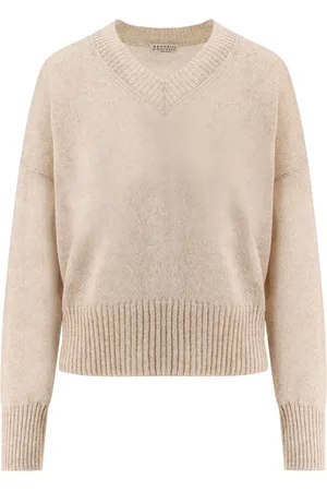 Brunello Cucinelli Strik, Dame, , S, Uld, Sweater V-Hals Langærmet