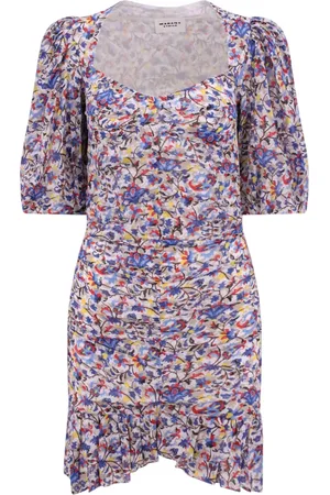 Isabel Marant Kjole, Dame, Flerfarvet, XS, Bomuld, Multifarvet Front Draperet Bomulds Kjole