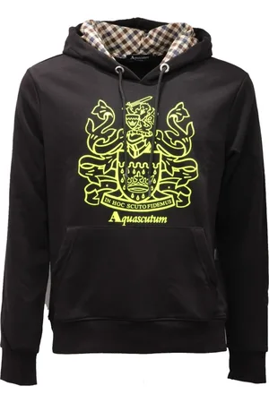 Aquascutum Sweathshirts & Hoodies, Herre, Sort, L, Bomuld, Bomuldshættetrøje med model Qmf006L0
