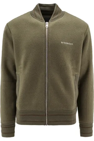 Givenchy Strik, Herre, Grøn, M, Uld, Grøn Lynlås Sweater Ribbet Uld