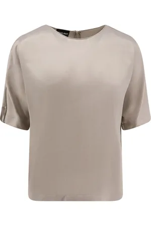 Giorgio Armani Bluser & Skjorter, Dame, Grå, M, Uld, Stilfulde Grå T-shirts og Polos