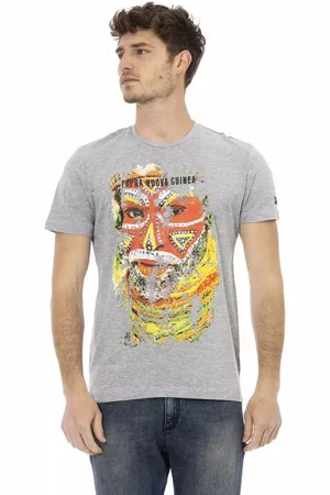 Trussardi Top, Herre, Grå, M, Bomuld, Elegant gr T-shirt med korte rmer