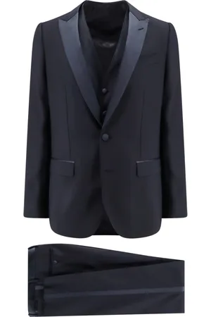 Dolce & Gabbana Jakkesæt, Herre, Blå, XL, Uld, Blå Kjoler med Revers og Knapper