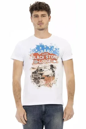 Trussardi Top, Herre, Hvid, L, Bomuld, Klassisk Rundhals T-shirt