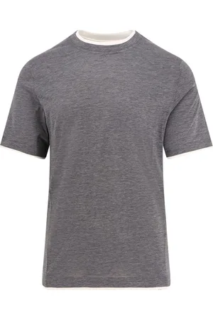 Brunello Cucinelli Top, Herre, Grå, S, Bomuld, Grå T-shirts og Polos med Kontrastprofiler