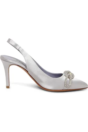 Albano Sko, Dame, Grå, 38 EU, Satin, Satin Slingback Sko Sølv Model 3229/70