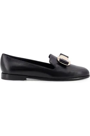 Salvatore Ferragamo Sko, Dame, Sort, 36 1/2 EU, Læder, Sorte flade sko med ikonisk sløjfe