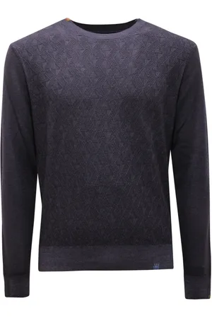 BOB der Bär Strik, Herre, Blå, M, Uld, Braid uldsweater i mørkeblå