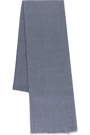 Brunello Cucinelli Tilbehør, Dame, Blå, ONE SIZE, Uld, Blå Tørklæde med Frynser og Lurex