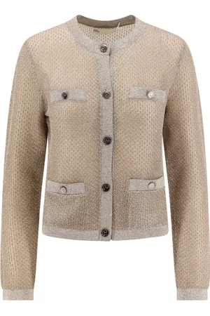 Tory Burch Strik, Dame, , M, Polyester, Metallic Knaphulstrøje