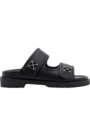 OFF-WHITE Sko, Herre, Sort, 39 EU, Læder, Sorte Sandaler med Justerbare Stropper