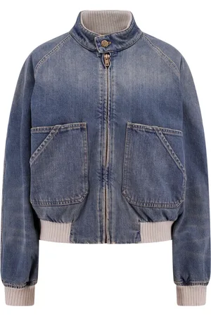 Golden Goose Jakke, Dame, Blå, S, Denim, Denimjakke med ribbet profil