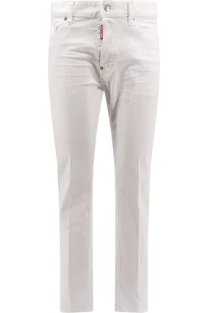 Dsquared2 Jeans, Herre, Hvid, XS, Bomuld, Hvide Bukser Metal Knap Lukning Italien