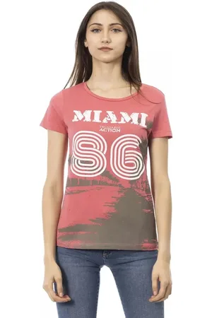 Trussardi Top, Dame, Lyserød, 2XL, Bomuld, Elegant Tee med Frontprint