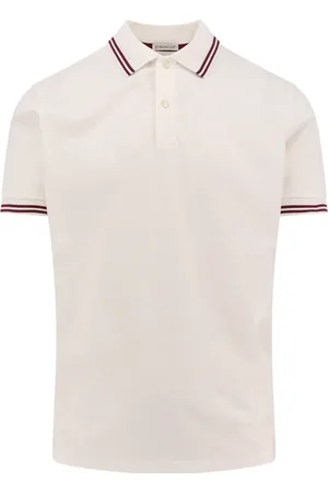 Moncler Top, Herre, Hvid, M, Bomuld, Kontrast Profiler Bomuld Polo Skjorte