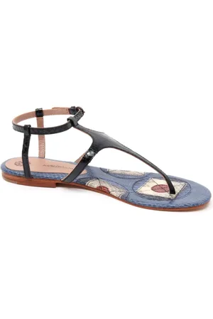 Maliparmi Sko, Dame, Sort, 36 EU, Uld, Geometrisk Piskesandal med Python Print