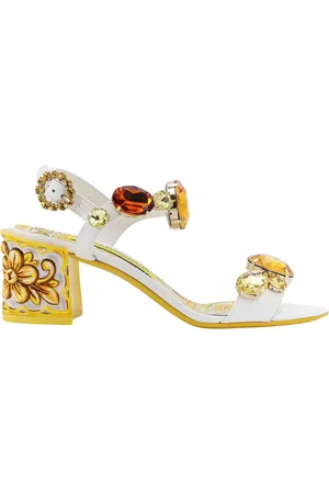 Dolce & Gabbana Sko, Dame, Gul, 36 EU, Læder, Gule Sandaler med Maiolica Detalje