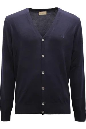 BROOKSFIELD Strik, Herre, Blå, 3XL, Uld, Uld Cardigan Sweater i Mørkeblå