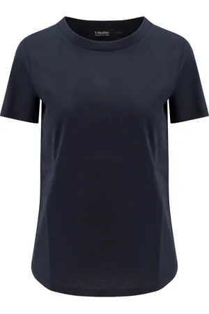 Max Mara Top, Dame, Blå, S, Bomuld, Blå T-shirts og Polos med Ribbede Krave